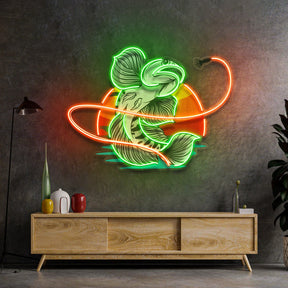 Green Fish Eat Bait LED Neon Sign Light Pop Art