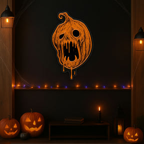 Spooky Dripping Pumpkin LED Neon Sign – Halloween Wall Decor for Haunted Vibes