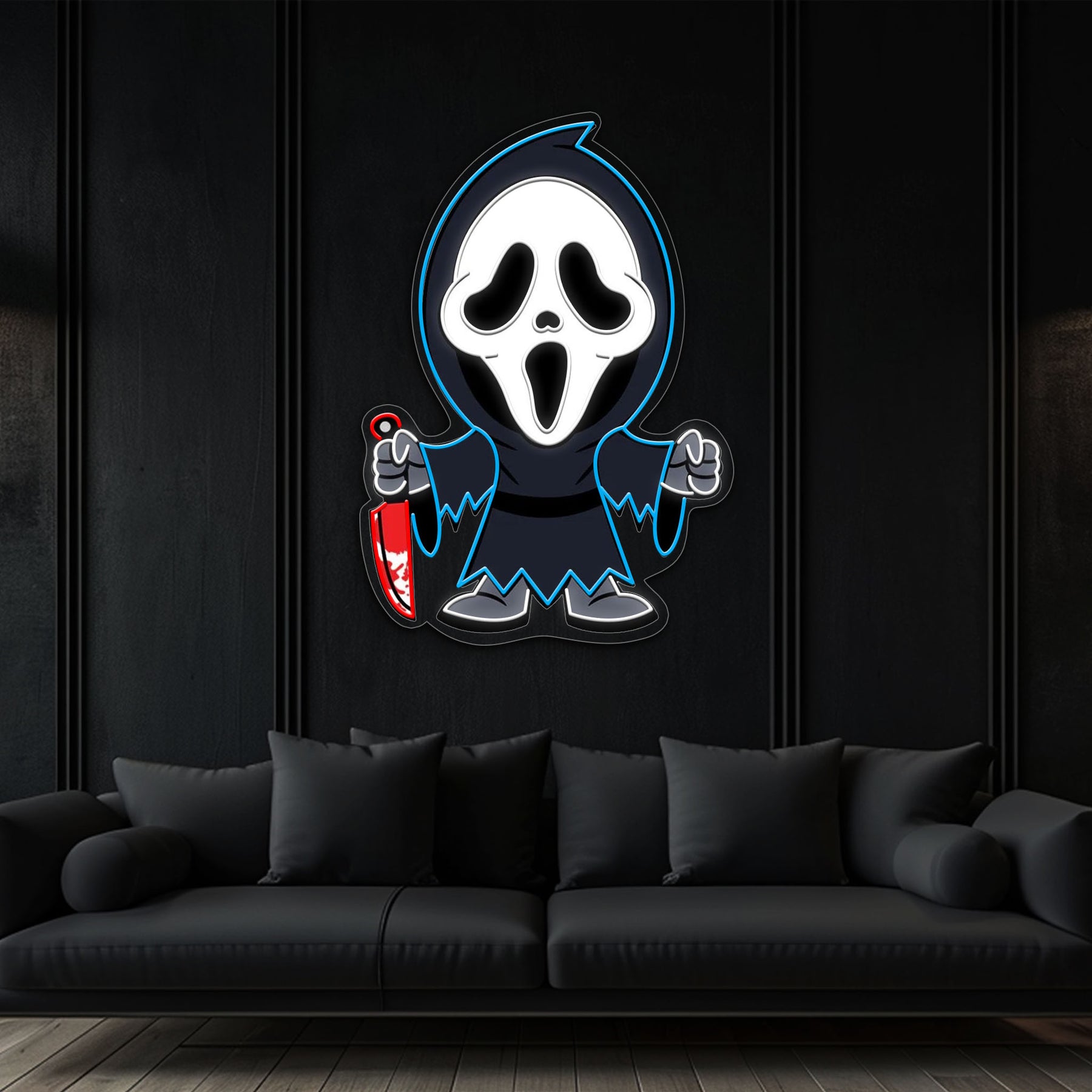 Ghost Face Neon Sign – Spooky Halloween LED Wall Light for Horror Fans & Home Decor