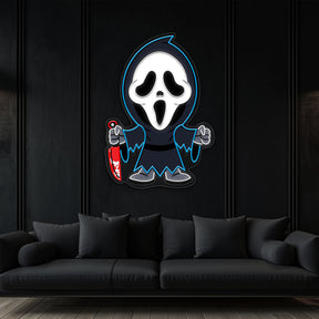 Ghost Face Neon Sign – Spooky Halloween LED Wall Light for Horror Fans & Home Decor