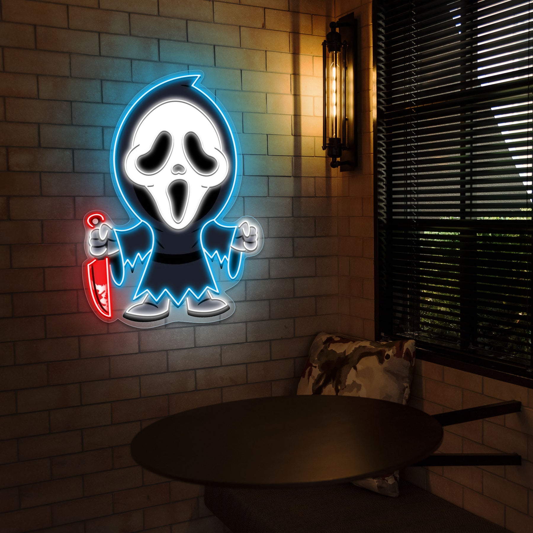 Ghost Face Neon Sign – Spooky Halloween LED Wall Light for Horror Fans & Home Decor