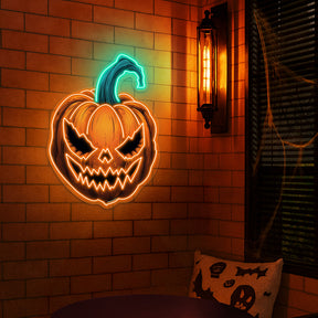 Terrifying Halloween Pumpkin Neon Sign – Spooky LED Wall Light for Home, Bar & Party Decor