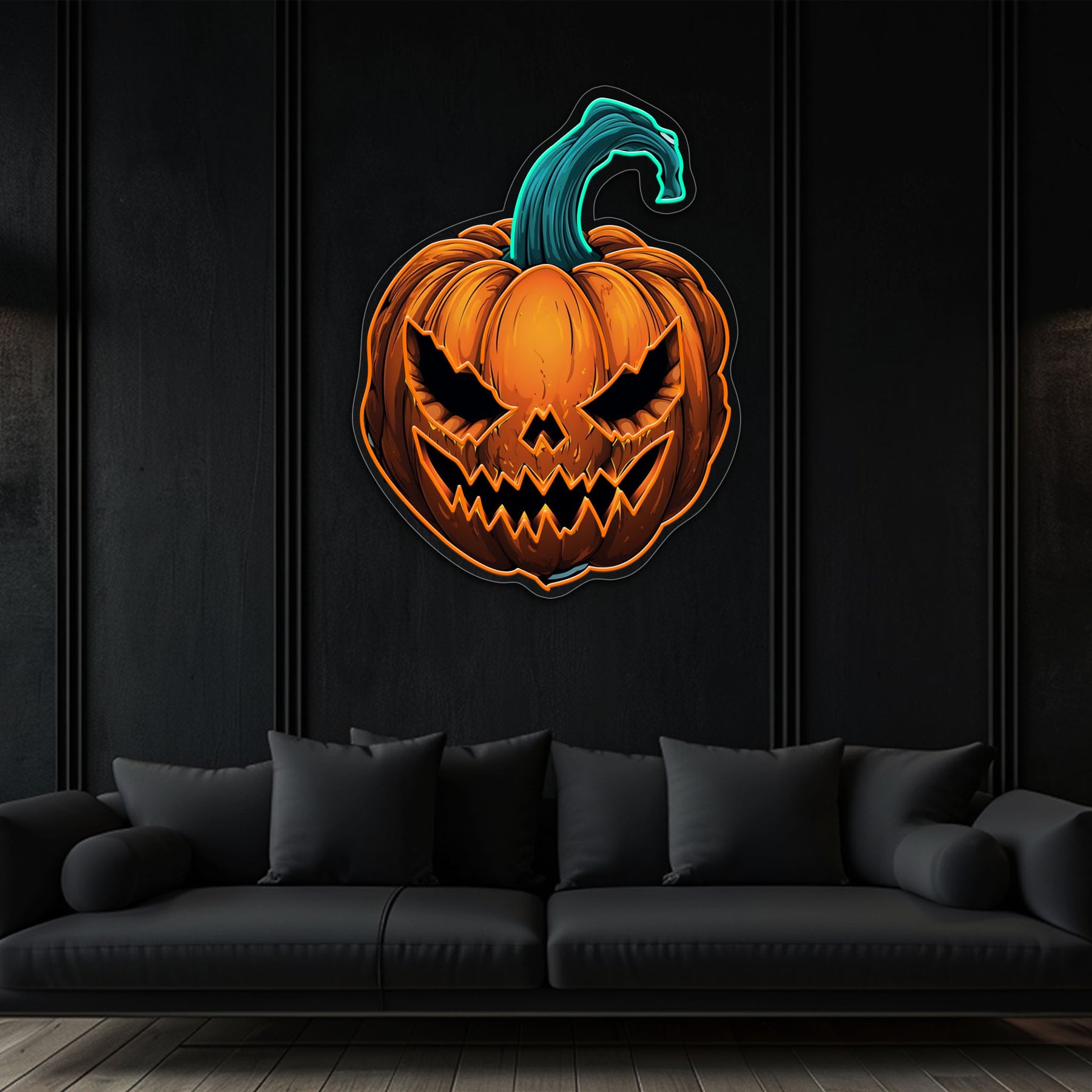 Terrifying Halloween Pumpkin Neon Sign – Spooky LED Wall Light for Home, Bar & Party Decor