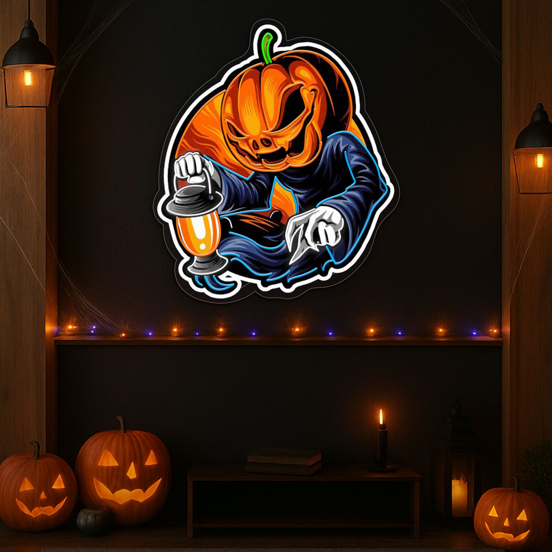 🎃 Glowing Pumpkin Phantom – Halloween LED Neon Sign