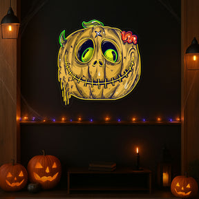 Zombie Pumpkin Neon Sign – Creepy Halloween LED Wall Light Decor for Home, Bar & Party
