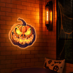 Evil Pumpkin LED Neon Sign – Spooky Halloween Wall Decor for Home, Party & Bar