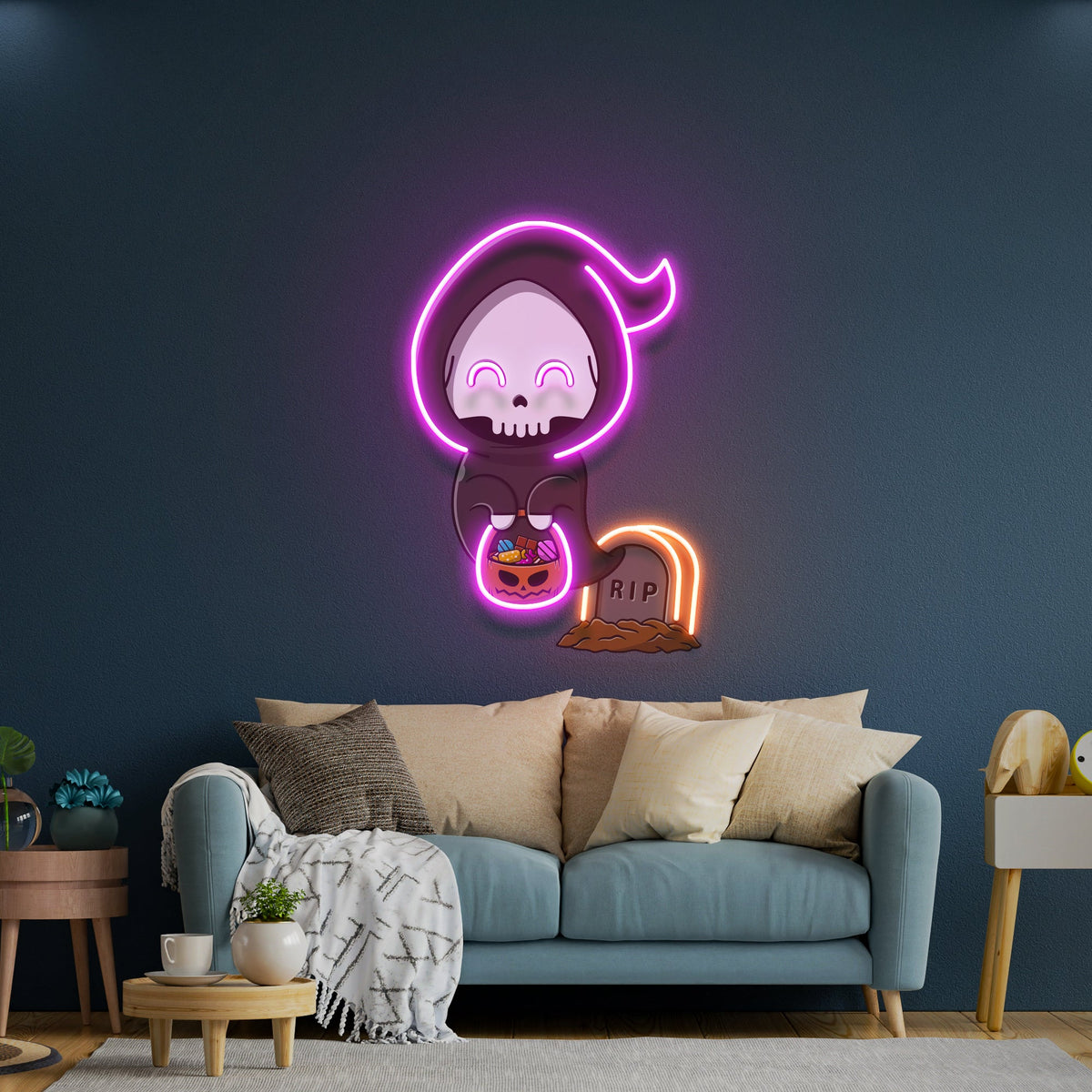 Halloween Ghost Pumpkin Artwork Led Neon Sign Light