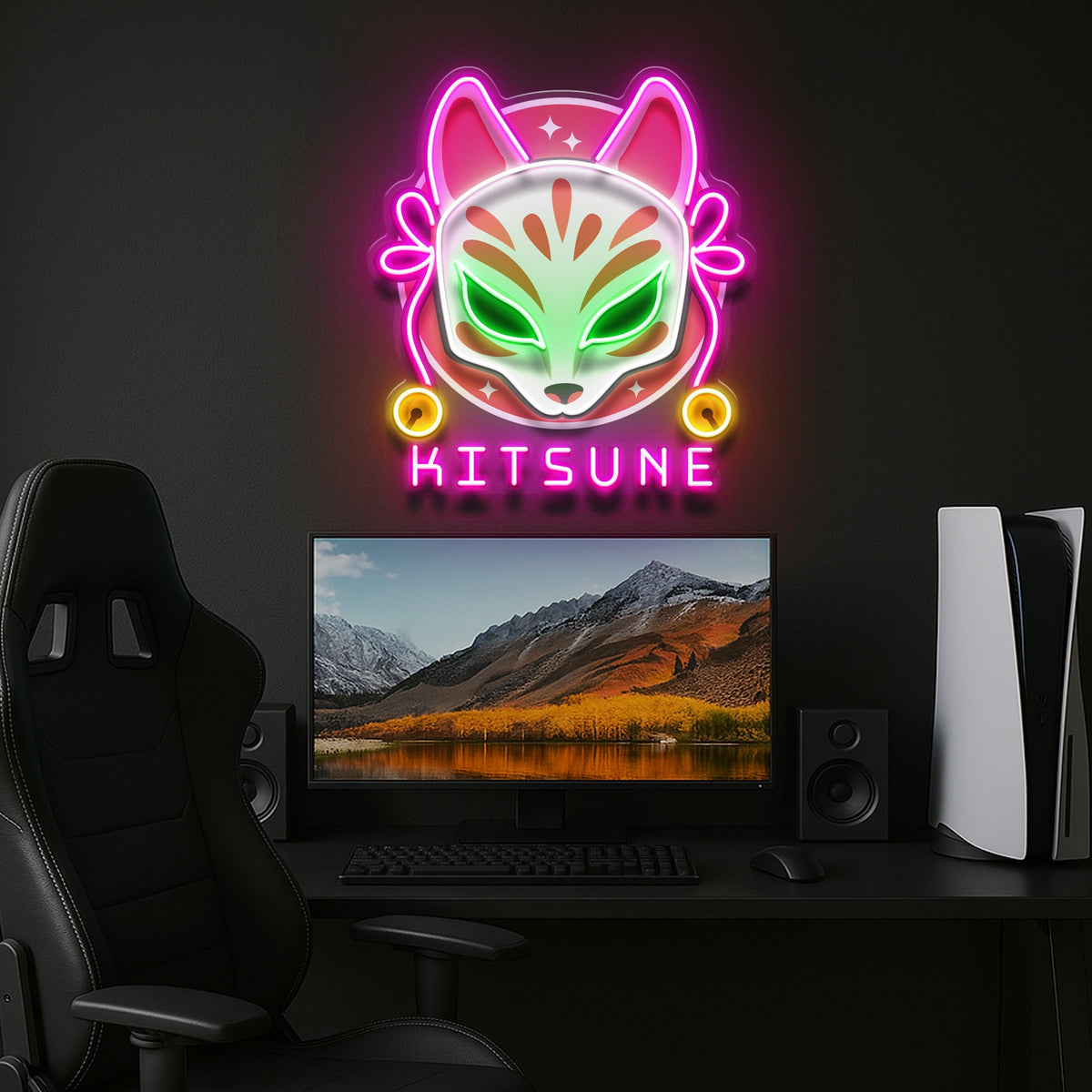 Hand Drawn Kitsune LED Neon Sign Light Pop Art