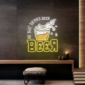 He That Drinks BeeR LED Neon Sign Light Pop Art
