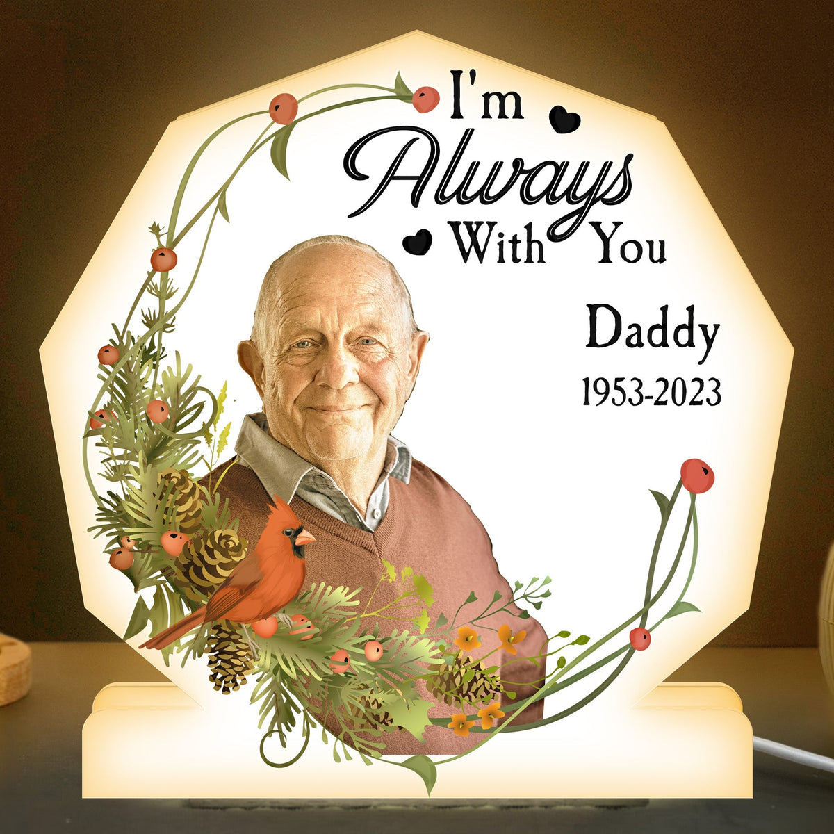 I'm Always With You Memorial Light - Personalized Photo Light Box