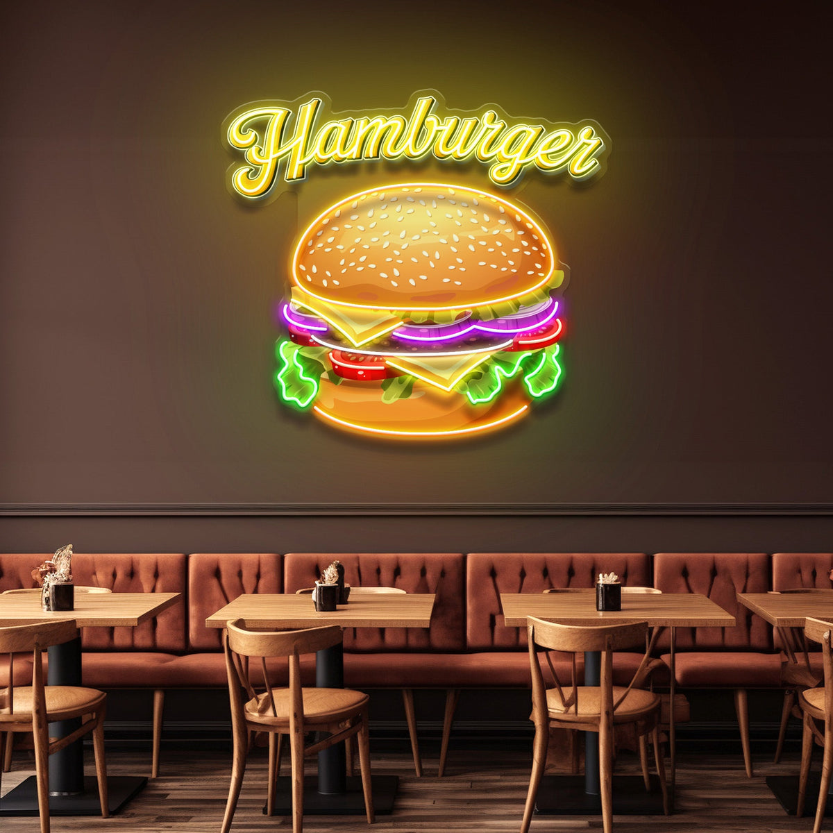 In Burgers We Trust LED Neon Sign Light Pop Art