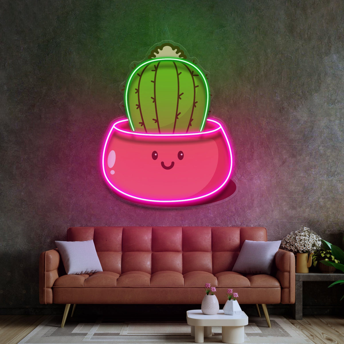 Kawaii Cactus Succulent Plant LED Neon Sign Light Pop Art