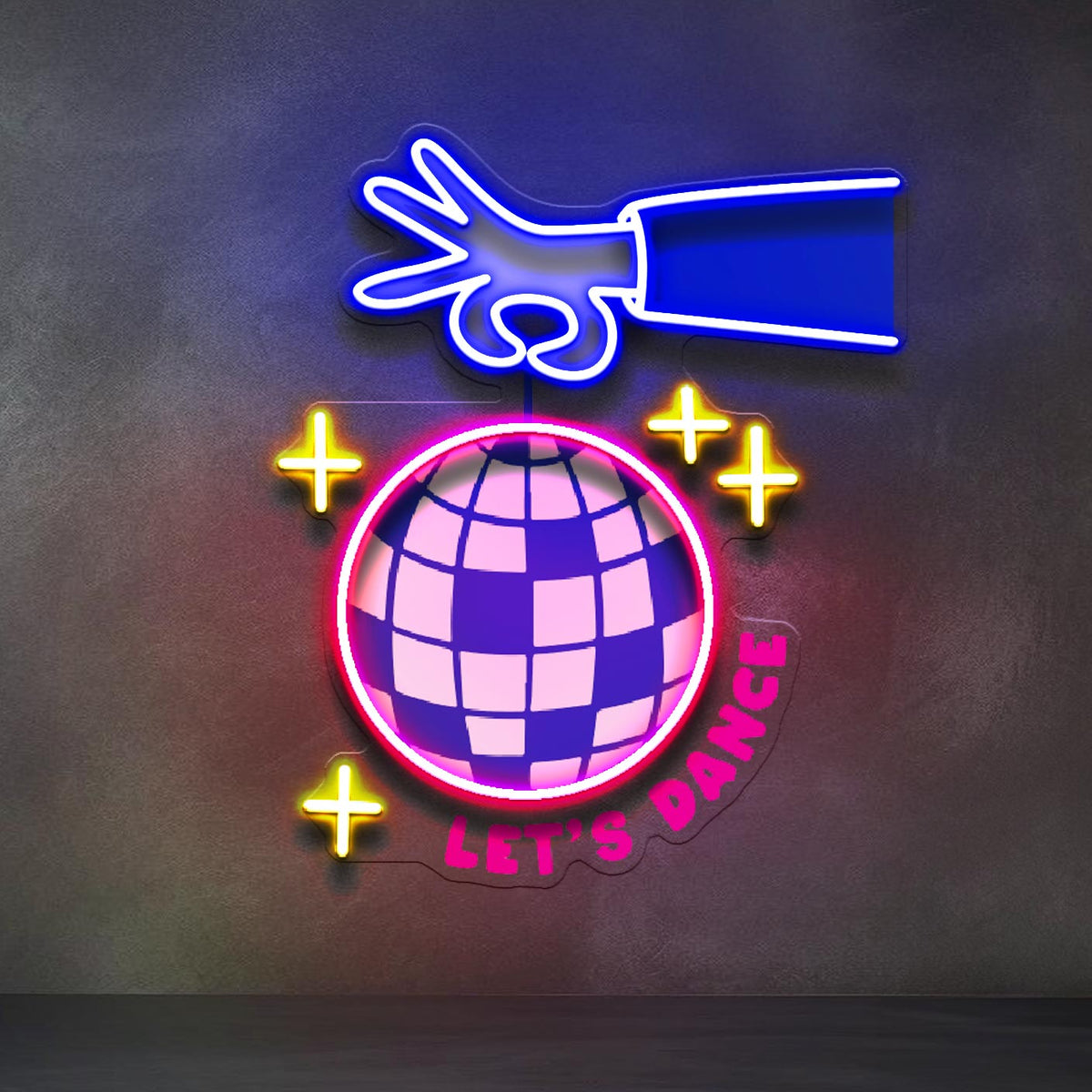 Let's Dance With Disco Ball LED Neon Sign Light Pop Art