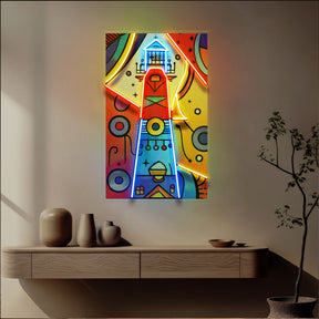 Lighthouse Painting In Abstract Art LED Neon Sign Light Pop Art