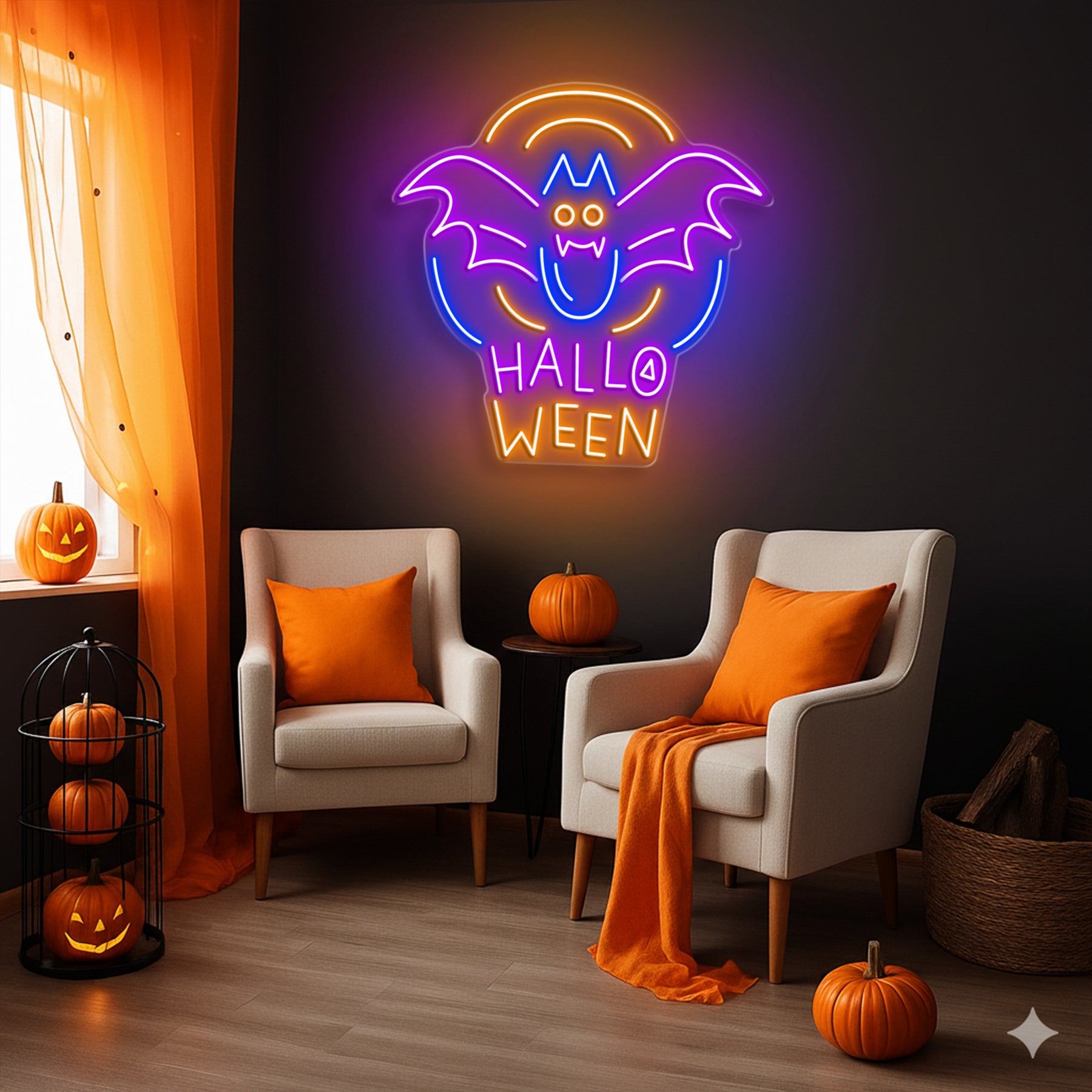 Halloween Bat Neon Sign – Fun Spooky LED Wall Light for Party & Haunted House Decor