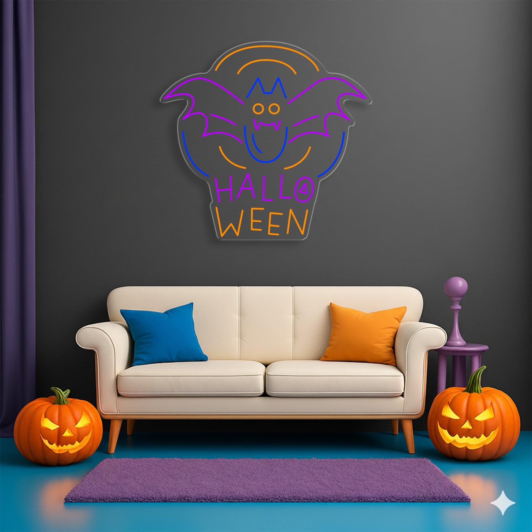 Halloween Bat Neon Sign – Fun Spooky LED Wall Light for Party & Haunted House Decor