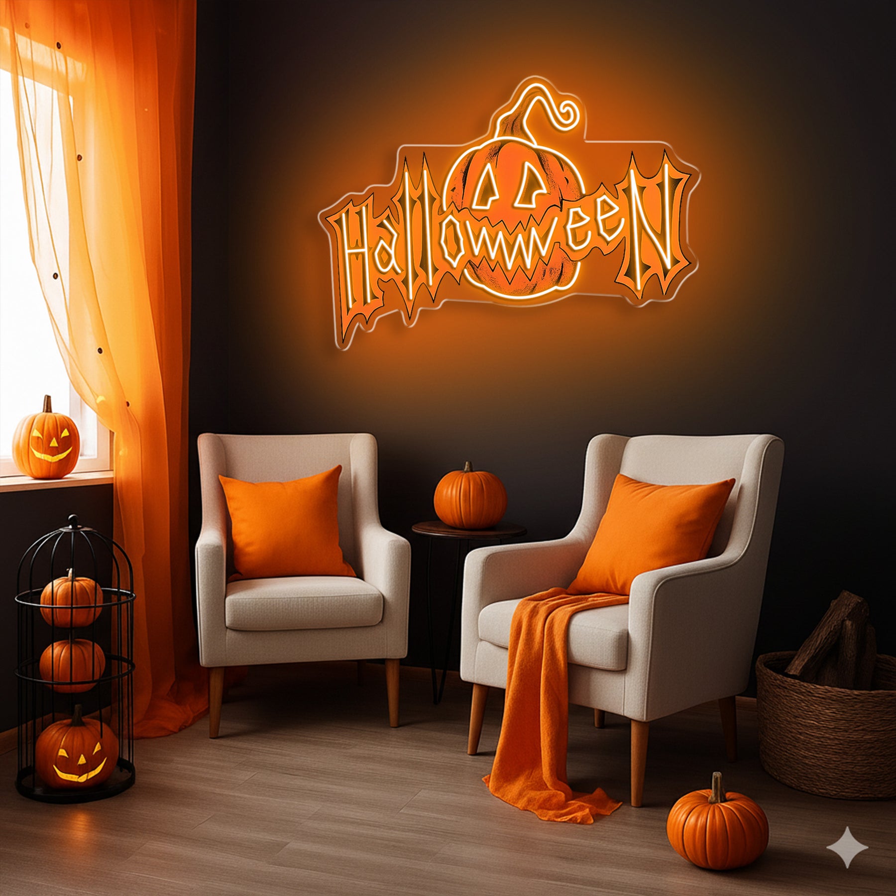Halloween Pumpkin Neon Sign – LED Wall Light for Spooky Party & Haunted House Decor