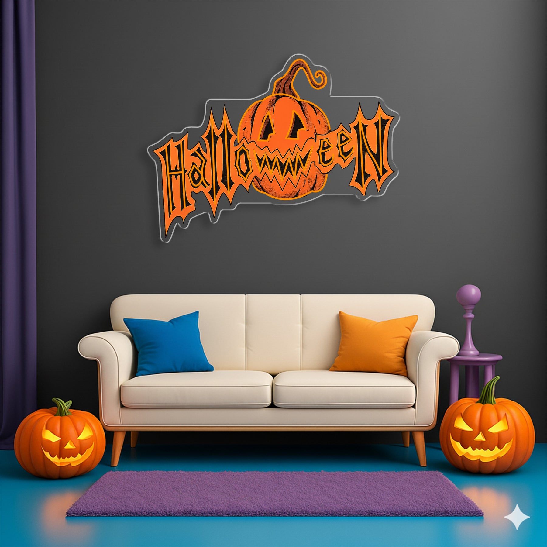 Halloween Pumpkin Neon Sign – LED Wall Light for Spooky Party & Haunted House Decor