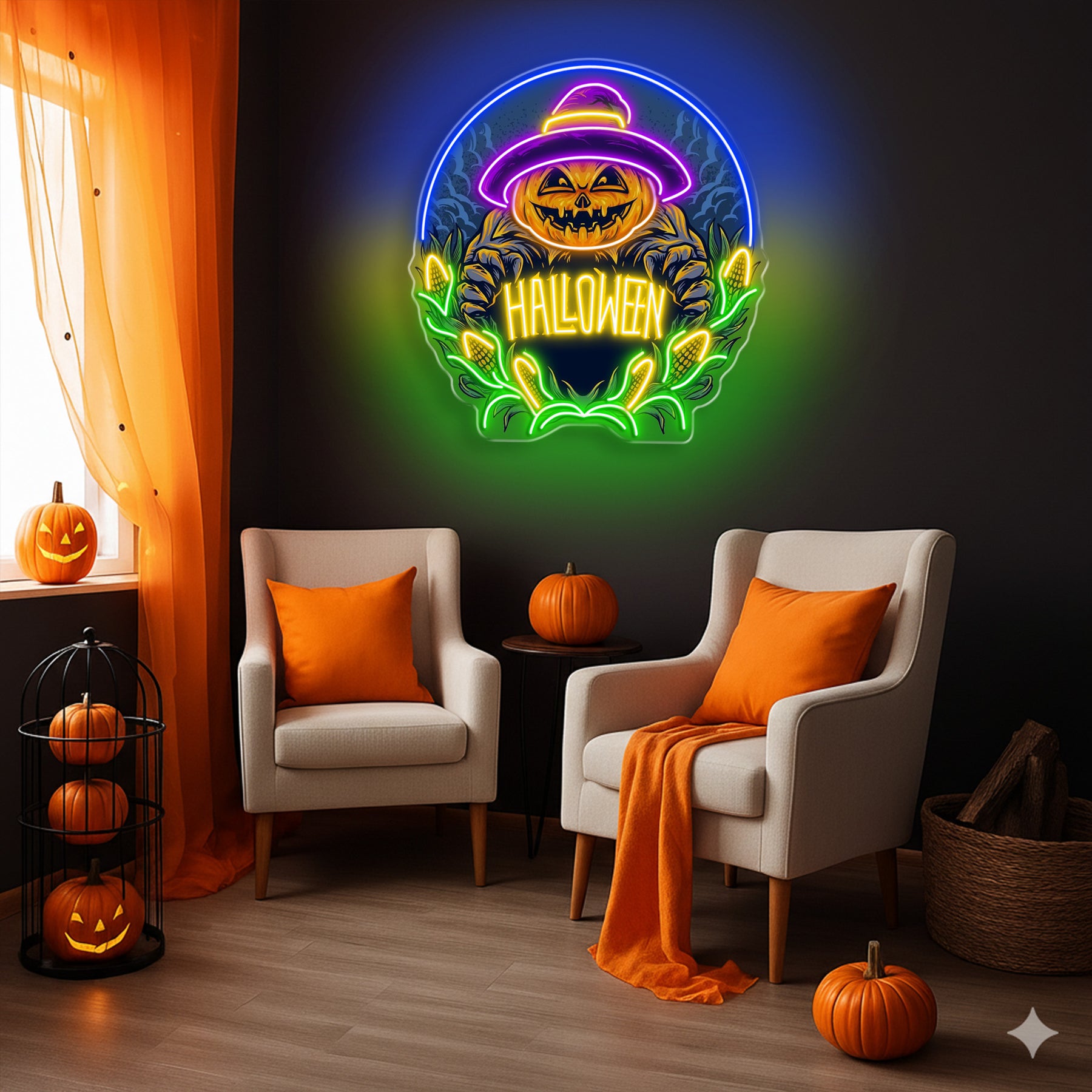 Halloween Pumpkin Neon Sign – LED Wall Light for Spooky Farmhouse & Party Decor