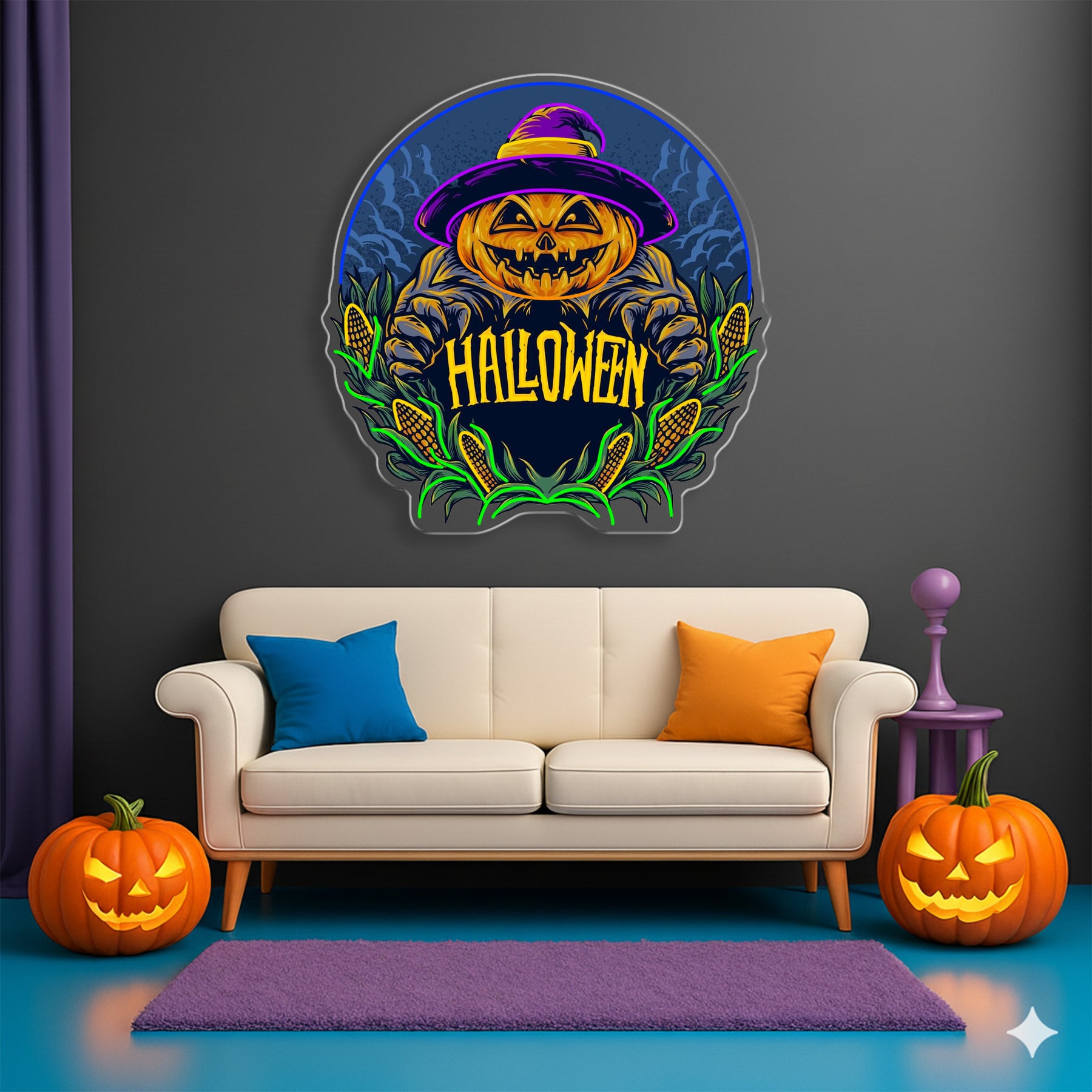Halloween Pumpkin Neon Sign – LED Wall Light for Spooky Farmhouse & Party Decor