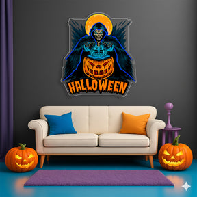 Grim Reaper Halloween Neon Sign – LED Wall Light for Haunted House & Party Decor