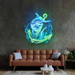 Marlin Fish with Anchor LED Neon Sign Light Pop Art