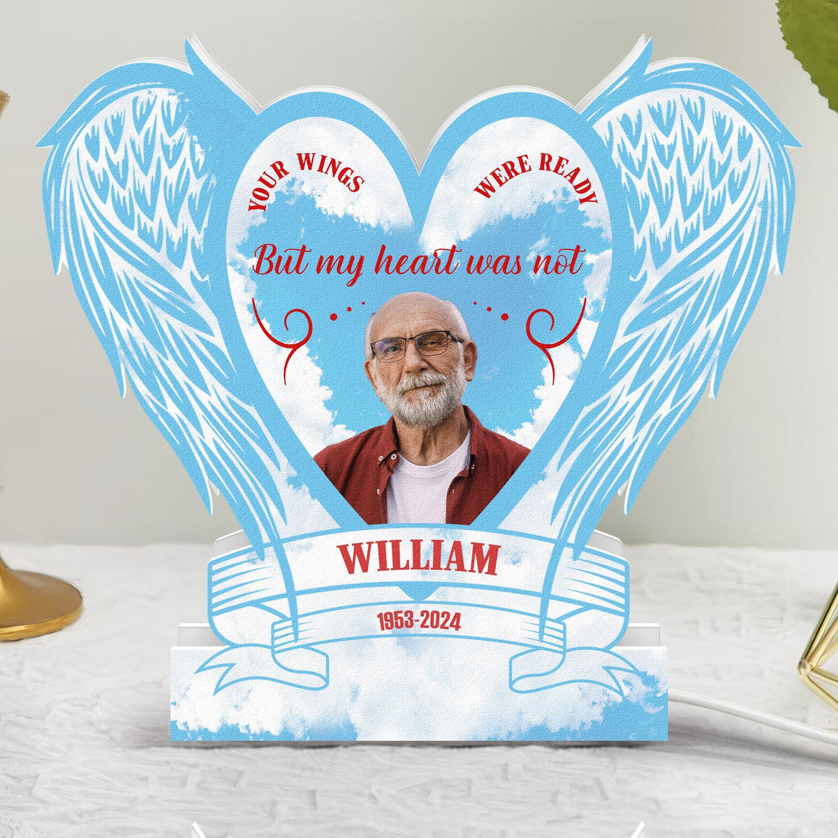 Memorial Night Light Your Wings Were Ready - Personalized Photo Light Box