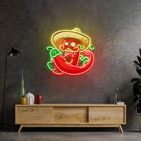 Mexico Red Hot Chili Peppe LED Neon Sign Light Pop Art