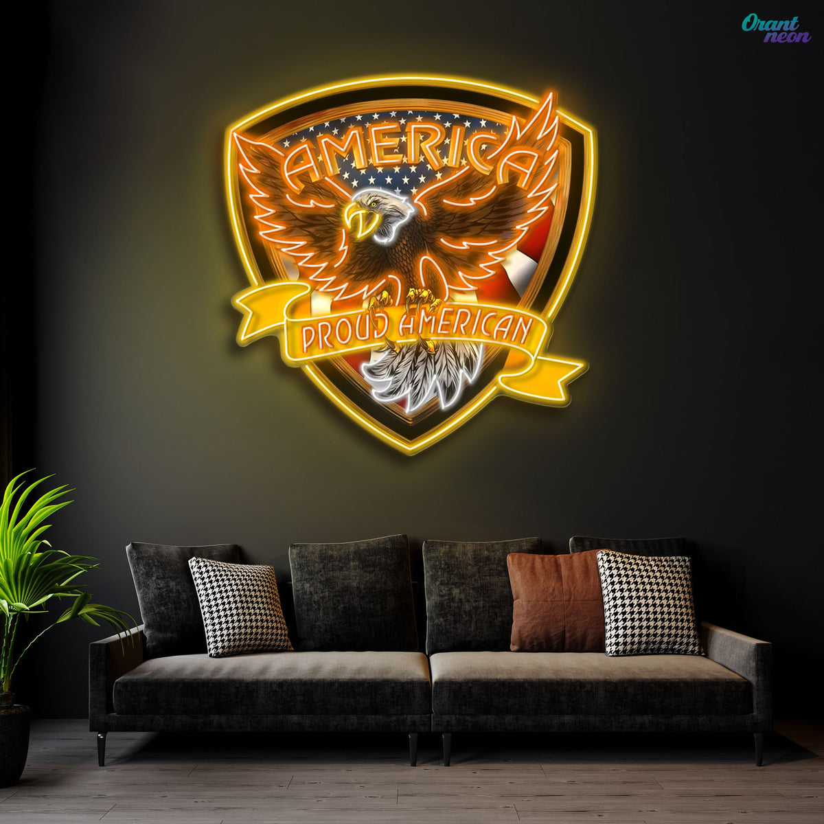 Military Proud American Eagle Neon Sign Light Artwork