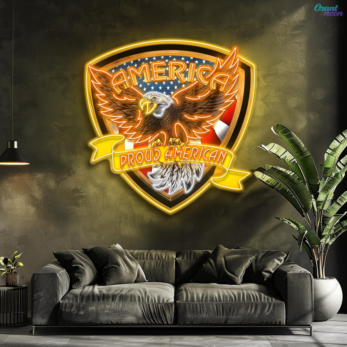 Military Proud American Eagle Neon Sign Light Artwork