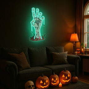 Zombie Hand Neon Sign – Creepy LED Wall Light for Halloween Party, Bar & Home Décor