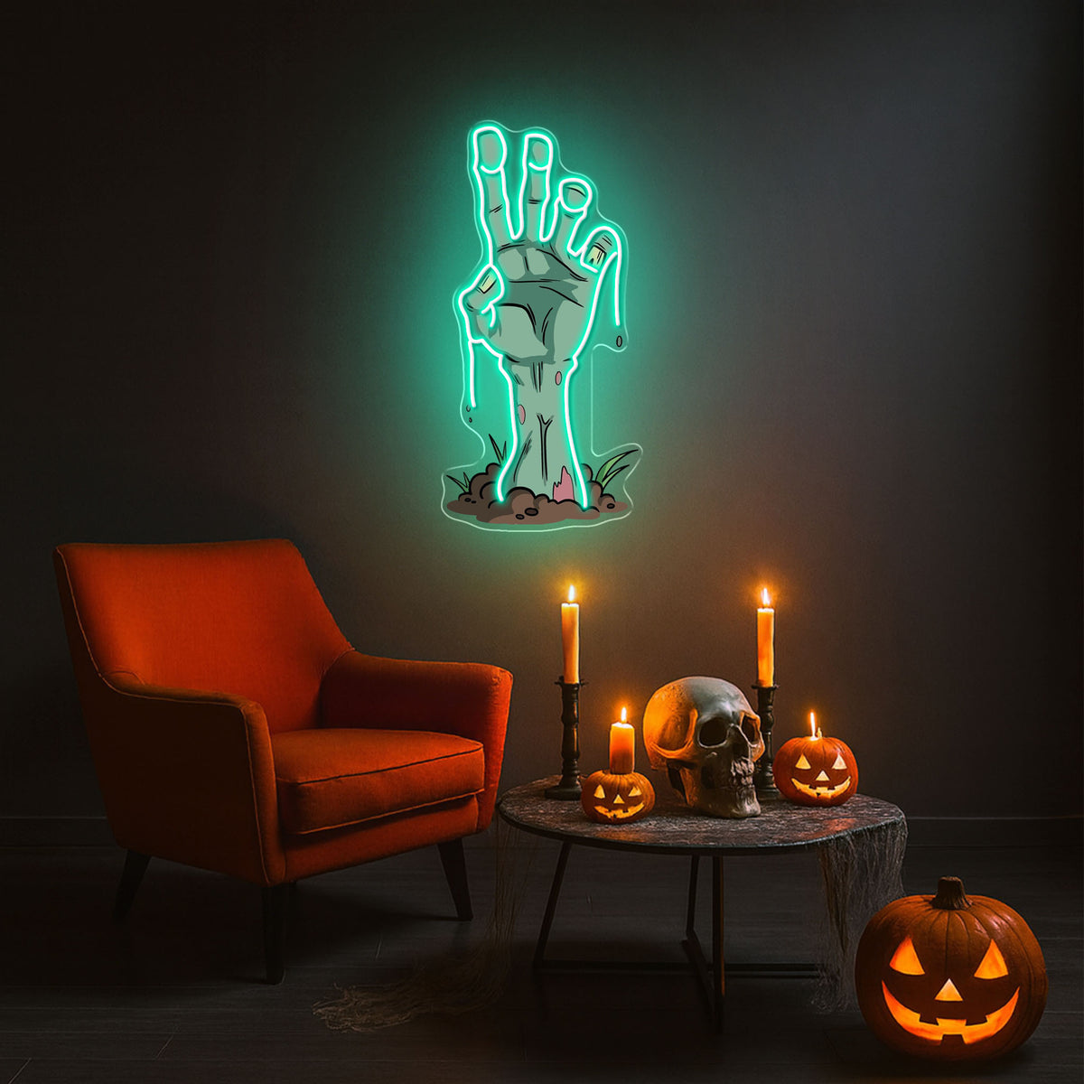 Zombie Hand Neon Sign – Creepy LED Wall Light for Halloween Party, Bar & Home Décor