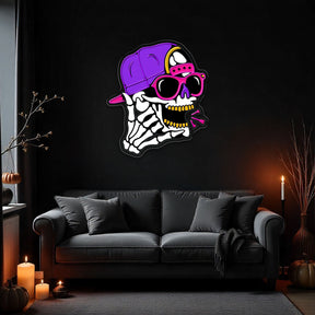 Hip-Hop Skull Neon Sign – Cool LED Wall Light for Bars, Man Caves & Halloween Party Décor