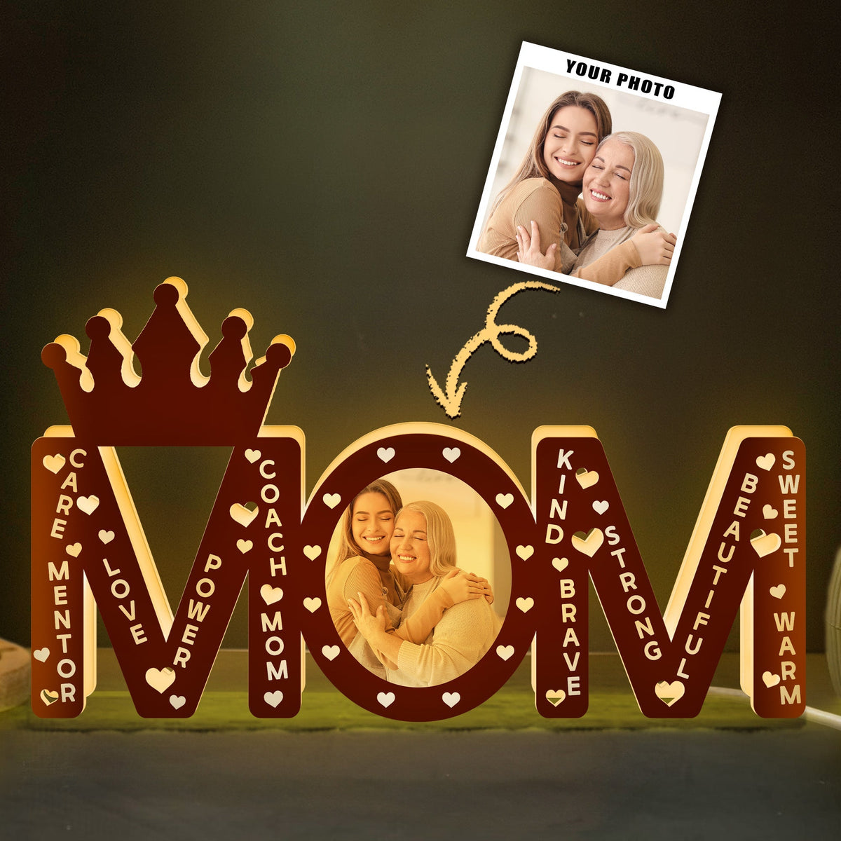 Mom Strong Beautiful Mother's Day Gift - Personalized Custom Shape Photo Light Box