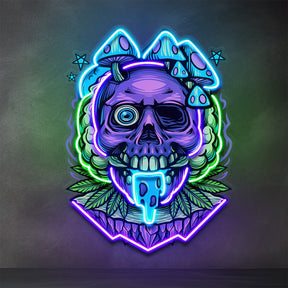 Mushrooms Bloom On Skulls LED Neon Sign Light Pop Art