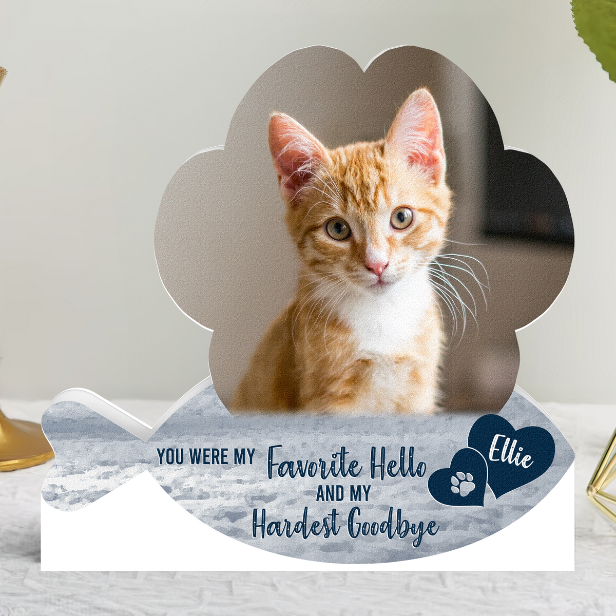 My Favorite Hello And My Hardest Goodbye Memorial Pet - Custom Shape Photo Light Box