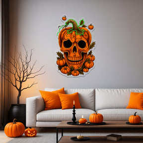 Pumpkin Skull Neon Sign – Creepy Halloween LED Wall Light for Haunted House & Spooky Party Décor
