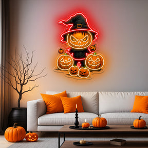 Witch Pumpkin Neon Sign – Spooky Halloween LED Light for Haunted House & Party Wall Décor