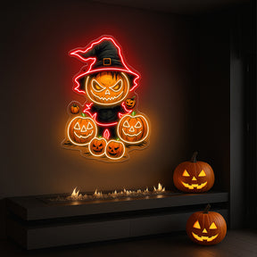 Witch Pumpkin Neon Sign – Spooky Halloween LED Light for Haunted House & Party Wall Décor