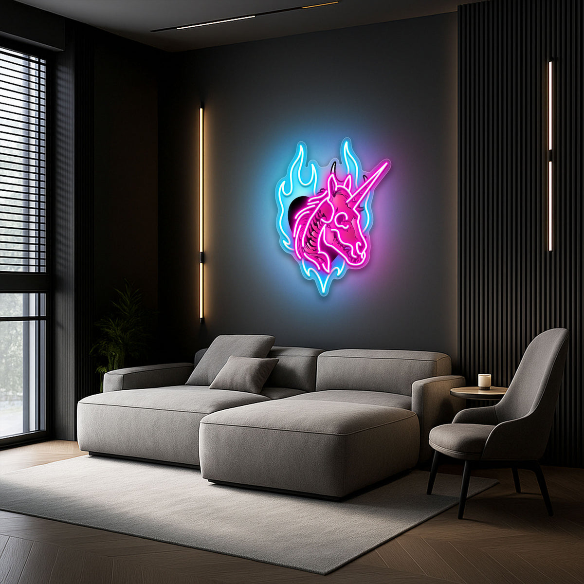 Unicorn Skull Neon Sign – Gothic LED Wall Light for Halloween, Bars & Unique Home Décor