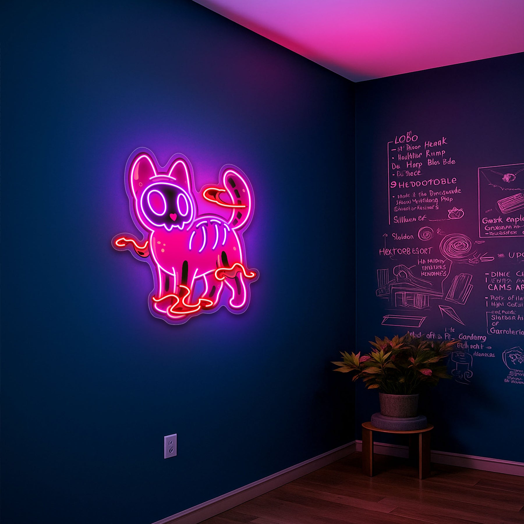 Spooky Cat Neon Sign – Halloween LED Wall Light for Home, Bars & Party Décor