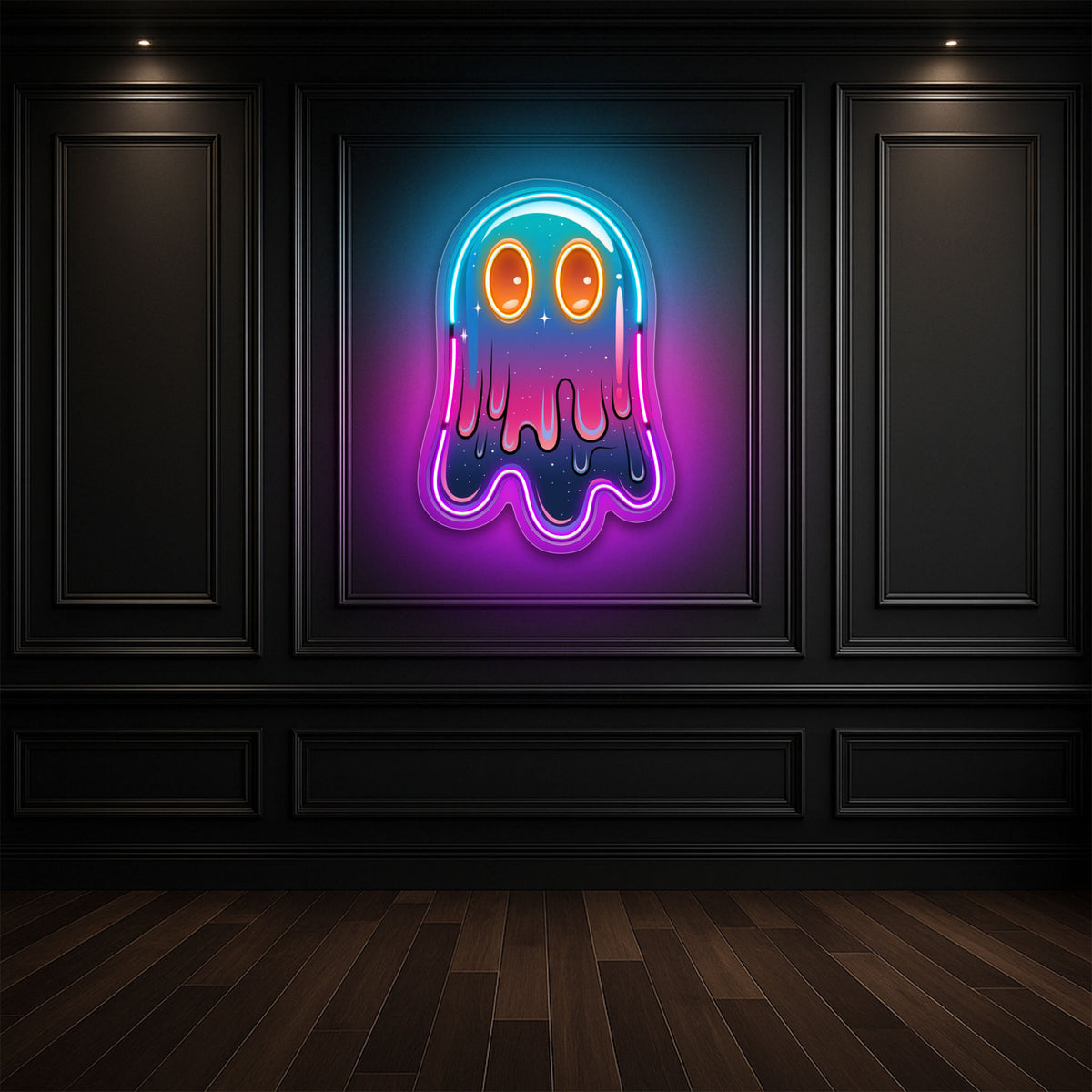 Colorful Ghost Neon Sign – Halloween LED Wall Light for Spooky Home & Party Décor
