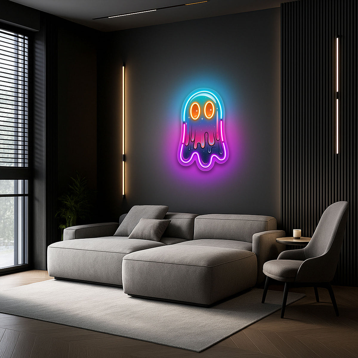 Colorful Ghost Neon Sign – Halloween LED Wall Light for Spooky Home & Party Décor