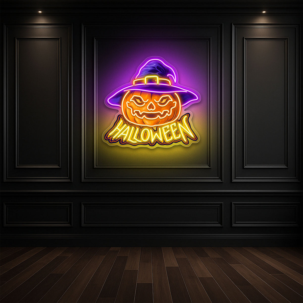 Pumpkin Witch Hat Neon Sign – Halloween LED Wall Light for Spooky Party & Home Décor