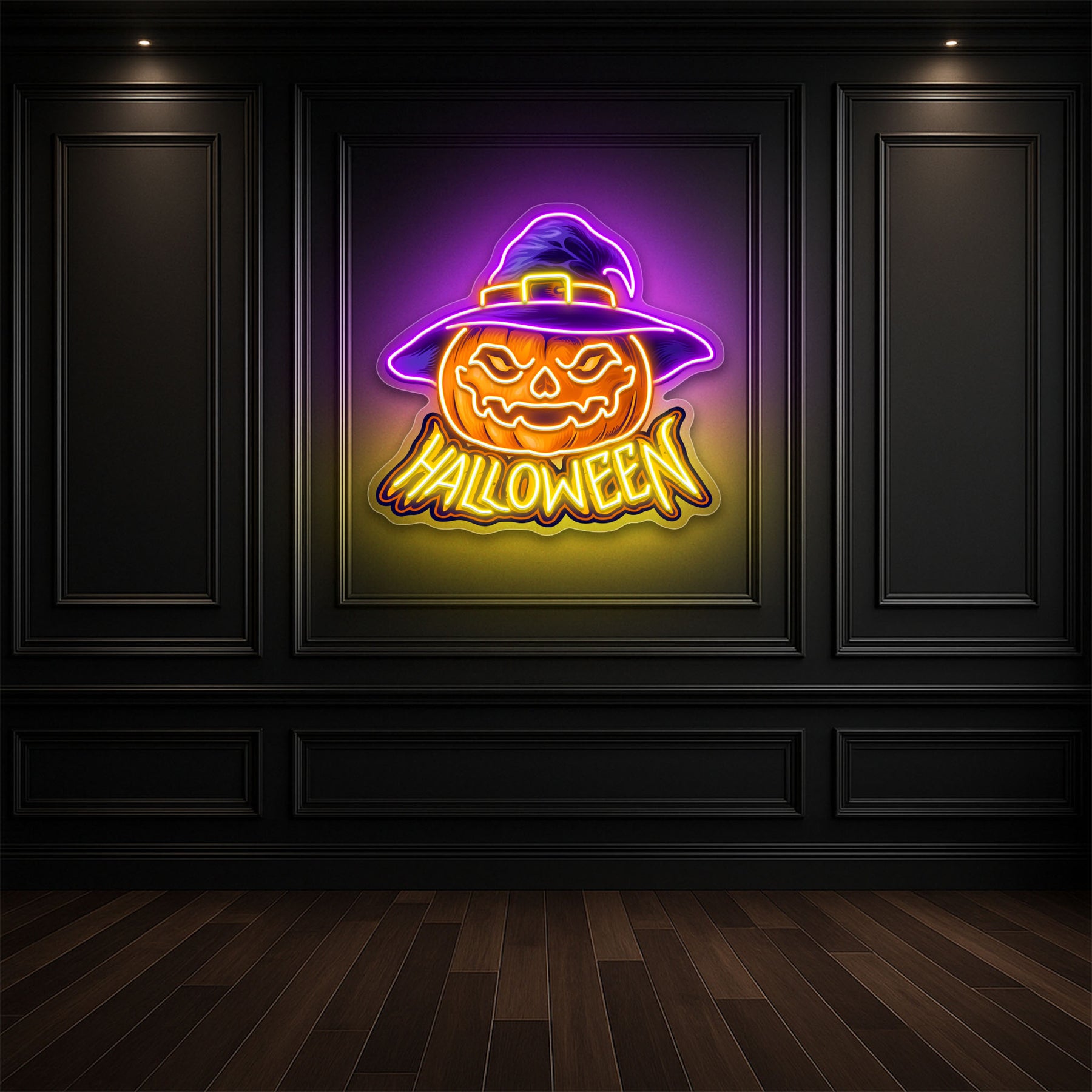 Pumpkin Witch Hat Neon Sign – Halloween LED Wall Light for Spooky Party & Home Décor