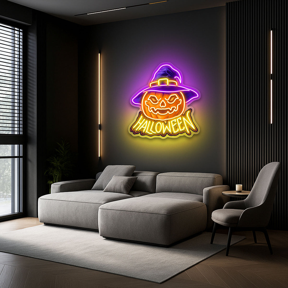 Pumpkin Witch Hat Neon Sign – Halloween LED Wall Light for Spooky Party & Home Décor