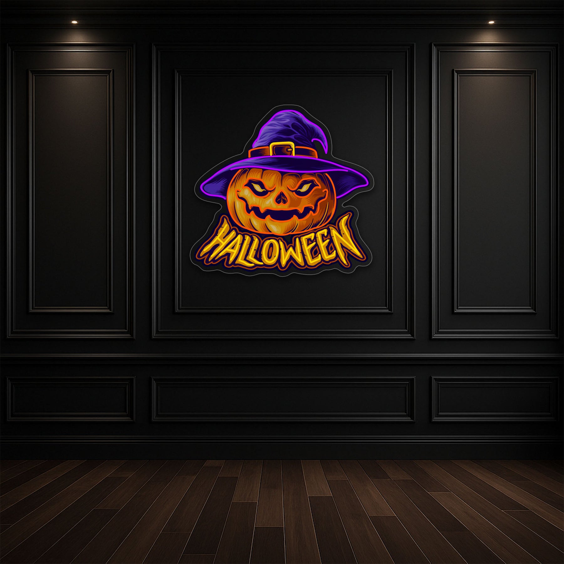 Pumpkin Witch Hat Neon Sign – Halloween LED Wall Light for Spooky Party & Home Décor