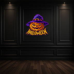 Pumpkin Witch Hat Neon Sign – Halloween LED Wall Light for Spooky Party & Home Décor