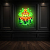 Evil Pumpkin Neon Sign – Green LED Halloween Wall Light for Spooky Home & Party Décor