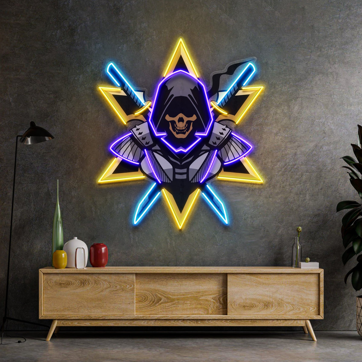 Ninja With Skull Mask LED Neon Sign Light Pop Art